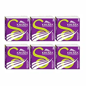 Kressa Tissue Paper Serviettes | Paper Napkins | Table Top Serviettes 2 Ply Pack of 6 (300 Serviettes) 100% Biodegradable