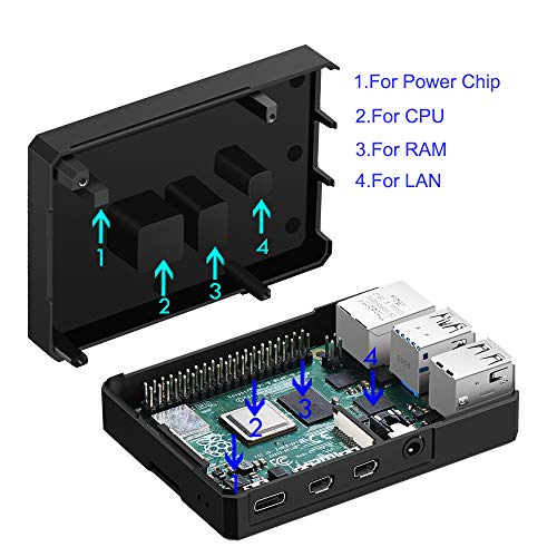 Raspberry Pi 4 Case, iUniker Aluminiun Raspberry Pi Case Passive Pi 4 ...