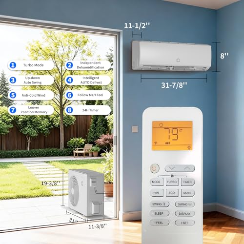 Image of Garvee 9000 BTU Mini Split Air Conditioner& Heater,WiFi Enabled, 20 SEER2 208 /230V, Cools 550 Sq.Ft, Alexa Compatible, Remote Control, Self Cleaning, Includes Installation Kit