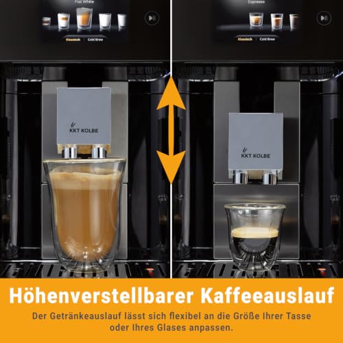 KKT KOLBE Pro Kaffeevollautomat mit Milchbehälter, Milchschaumdüse und Zubehör, 2 Tassen Funktion, 15 Bar, 7-stufiges Mahlwerk… – Ansicht 5