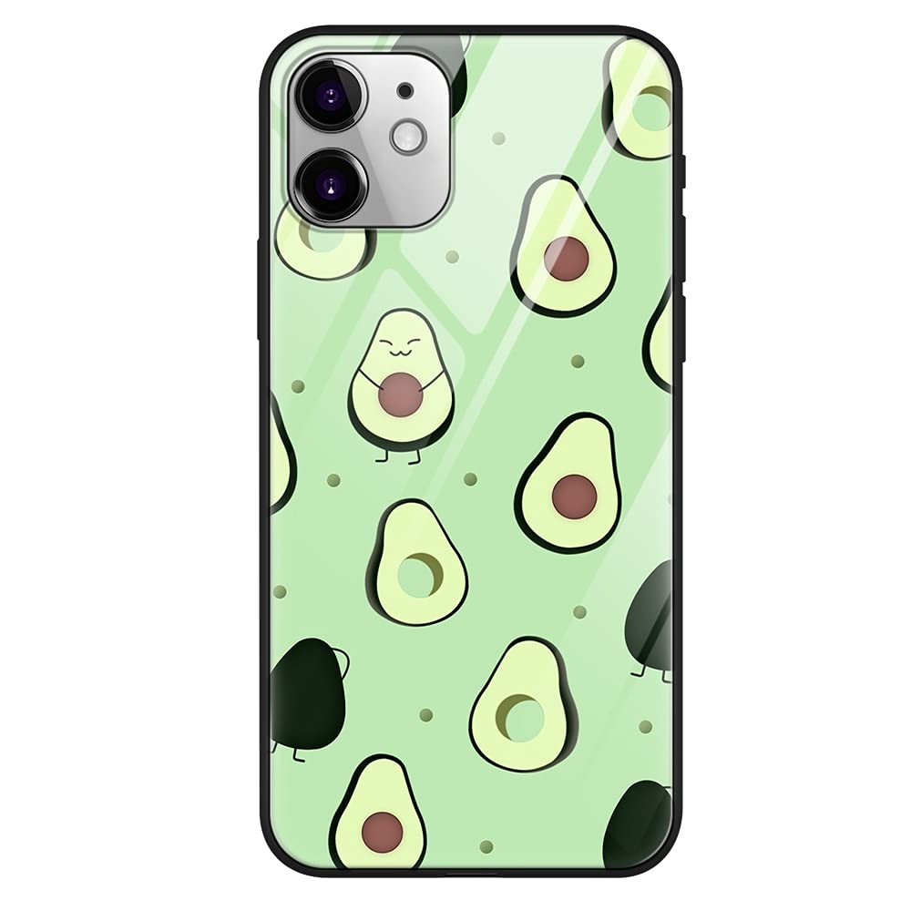 ZhuoFan for Samsung Galaxy A32 4G Case (6.4 inch) Shockproof [Anti-Scratch] Patterned Tempered Glass Back Cover with Soft TPU Gel Silicone Bumper Phone Cases Skin for Samsung A32 4G, Avocado
