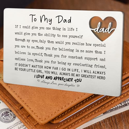 Image of YODOCAMP Dad Wallet Card Thank You Gift from Daughter, Appreciation Greeting Card for Father, Meaningful Birthday Fathers Day Gift, Pocket Reminder Card for Dad QBK15