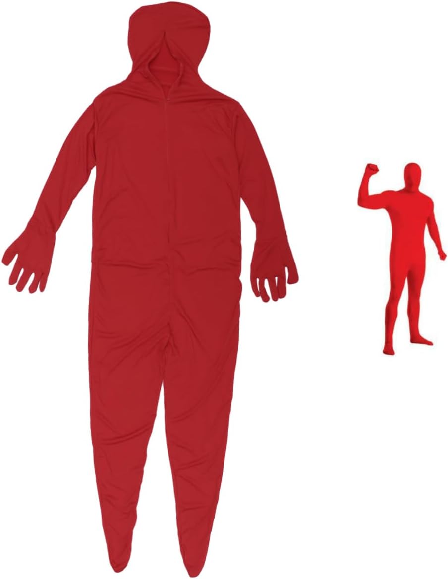 FRCOLOR Fashion Cosplay Halloween Costume Red Invisibility Bodysuit Unisex Funny Clothes for Parties Festivals and Performances Stretchy Material
