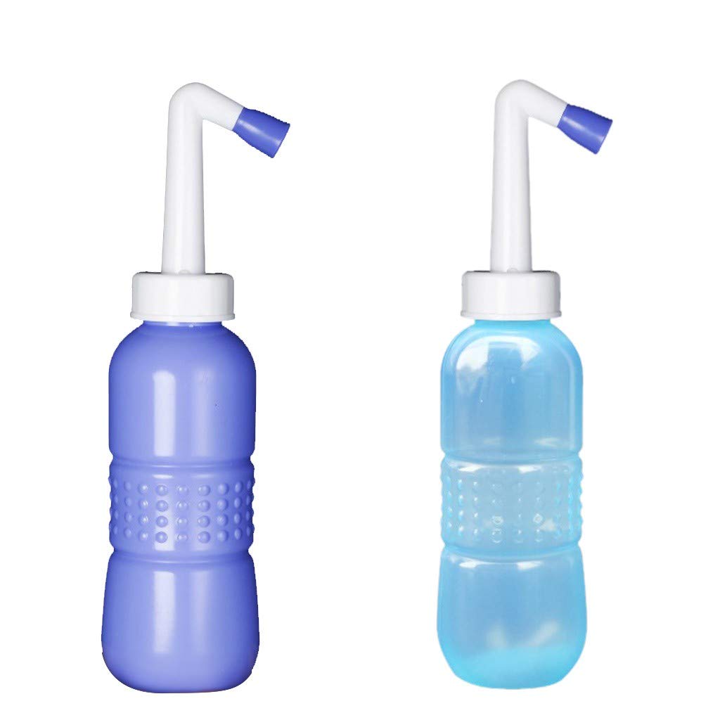 Foncircle 2PCS-Pack Portable Bidet for Toilet - 450ml Travel Bidet - 15oz Handheld Personal Bidet Empty Bottle - Childbirth Cleaner - for Outdoor Camping Personal Hygiene - with Storage Bag