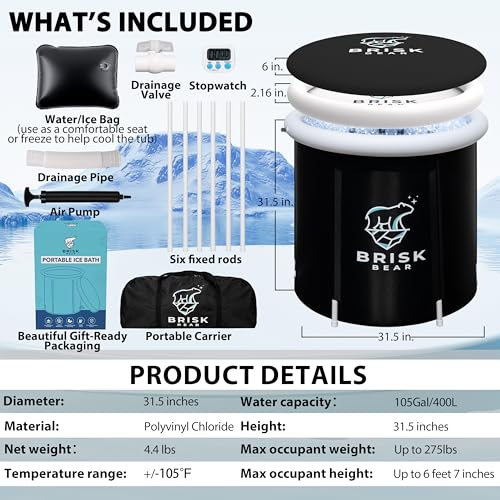 Foto de Bañera de hielo para atletas con cubierta, bañera fría extra grande para recuperación, piscina inflable de baño de hielo, inmersión fría para calmar los músculos, tina de hielo negra (imagen 3)
