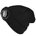 TecHong Unisex Knitted Goggles Beanie - Winter Stylish Skull Warm Cap, Outdoor Sports Fashion Fleece Lining Stretchy Hat Black