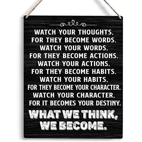 Inspirational Wall Art Watch Your Thoughts Motivational Classroom Wooden Hanging