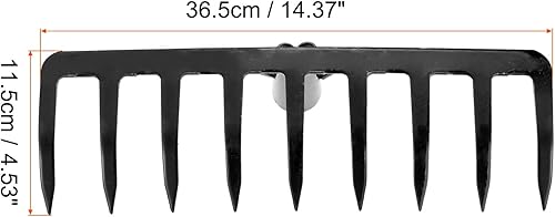 Miniatura 2 de uxcell Rastrillo de jardín de 9 dientes, rastrillo de piedra de acero al manganeso para jardín, granja, patio trasero, sin mango, solo cabeza de