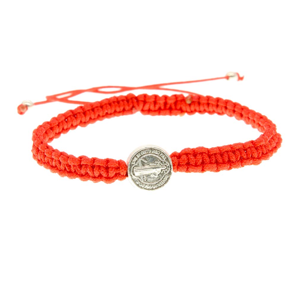 BellaB Saint Benedict Single Metal Adjustable Bracelet Protection Prosperity Good Luck Pulsera Roja De San Benito Proteccion Prosperidad Buena Suerte, Metal, not known