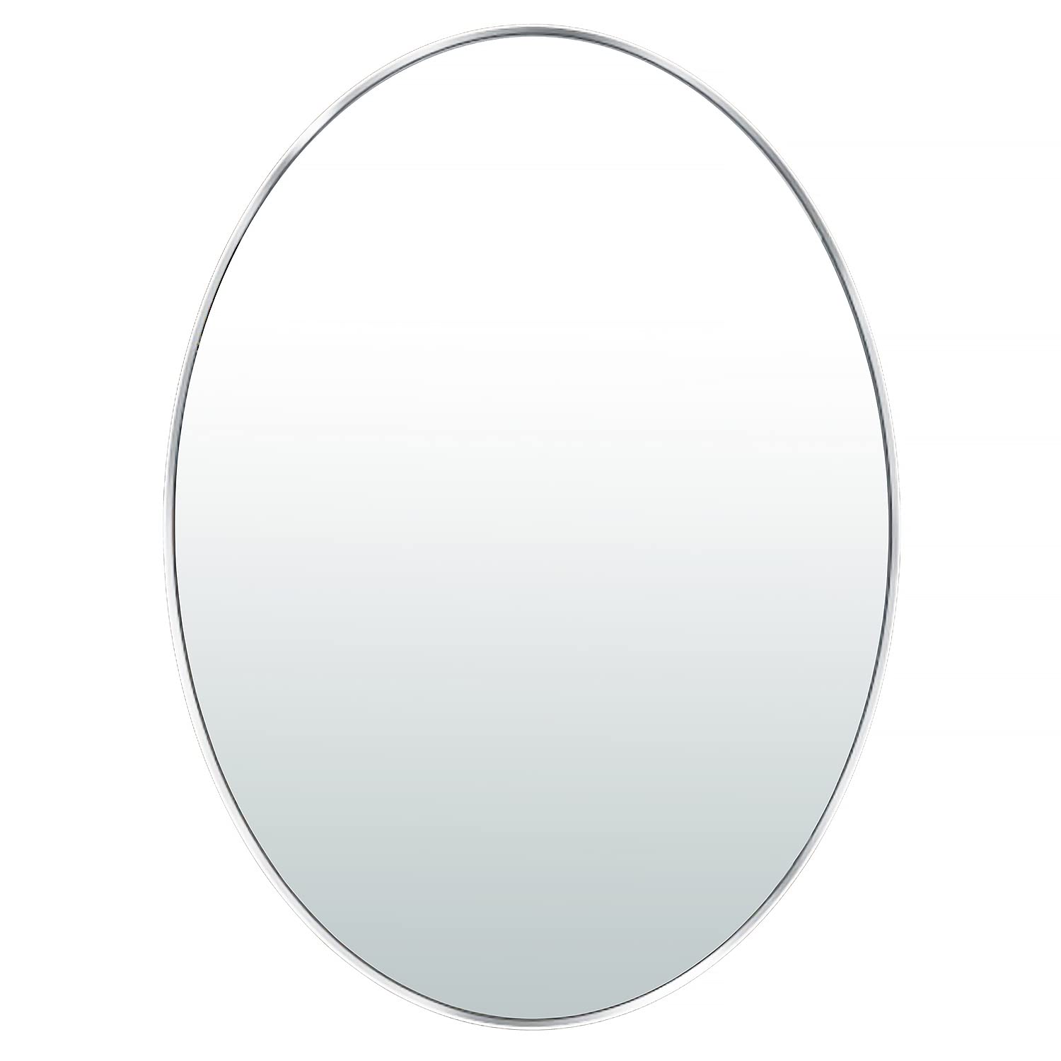 scwf-gz 24x36 oval mirror round full length wall mounted hanging or against wall metal frame dressing make-up mirrors for entryway bedroom bathroom living room 36 24 inch silver