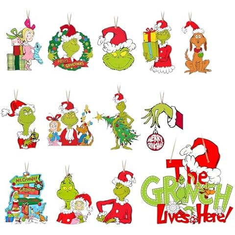 DISENB 24 Pcs Christmas Tree Ornaments, 1 Pcs Christmas Decorations Hanging Sign with Rope, Wooden Green Small Xmas Tree Ornaments for Holiday Party Indoor Outdoor Christmas Tree Hanging Decorations Cover