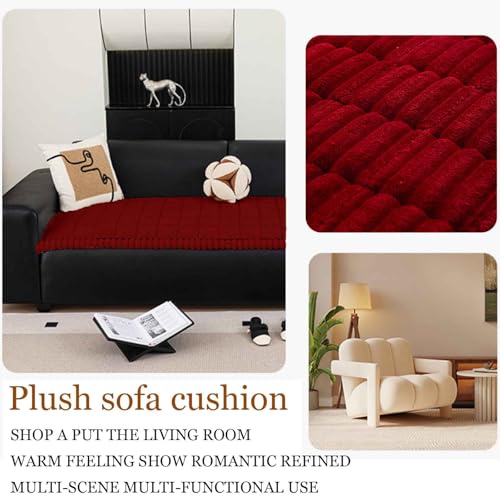 Housse de canapé extensible E 90x210 cm en fourrure douce texture solide - 3