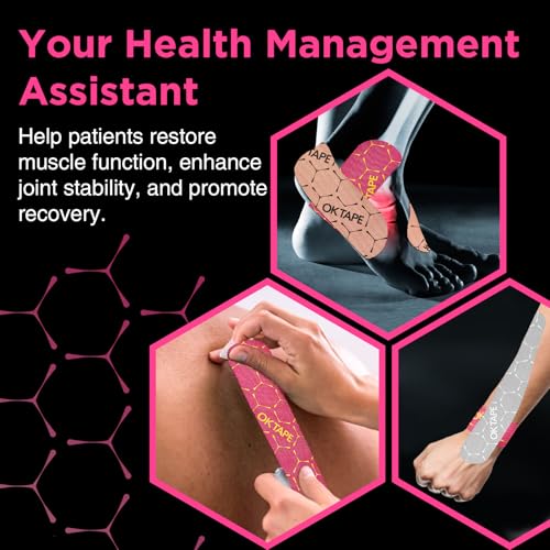 Image of OK TAPE Synthetic Kinesiology Tape Precut Strips, Waterproof Kinesiology Athletic Tape for Muscle Support and Recovery, Reduce Muscle Discomfort Tape,Durable, 2inx16.4ft Roll 20PCS | Beige