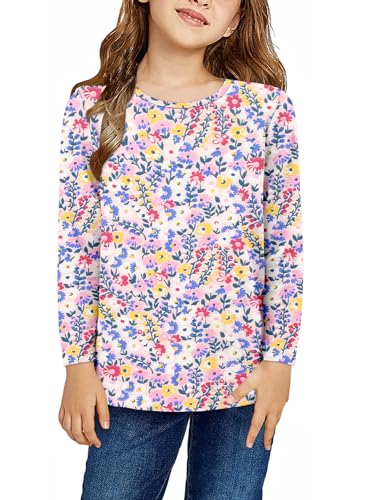 storeofbaby Girls Long Sleeve Shirts Casual Crew Neck Tops Basic Tunic Blouses 5-14 Years3