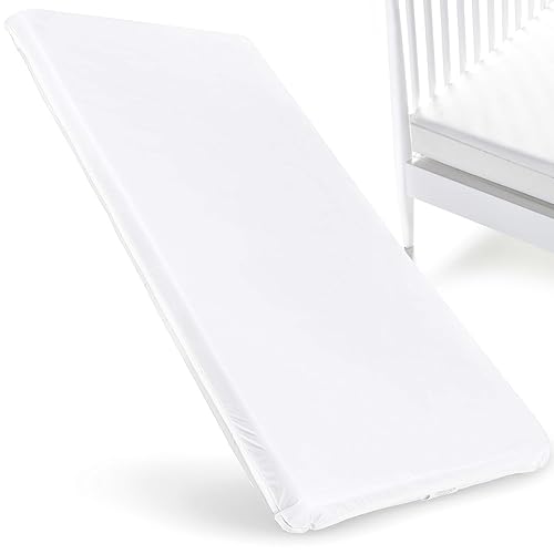 Colchones para cuna de bebé, colchón blanco con funda de vinilo impermeable, colchón de cuna duradero y transpirable (13 x 29 pulgadas)