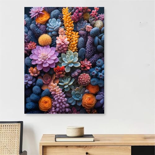Peinture numero adulte plantes succulentes pour sublimer la decoration murale de votre salon
