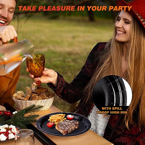 Image of Black Disposable Paper Plates, 9 Inch Dinner Party Plates, 50 Count Bulk | Colored and Sturdy Durable Party Plates, for Birthday, Halloween, Christmas, Baby & Bridal Showers, BBQ, Pizza & Sandwiches