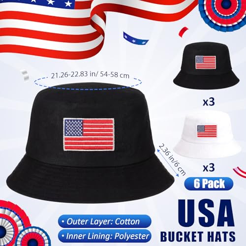 Image of Shyyween USA Hats Patriotic 4th of July Buckets Hats American Flag Embroidered Caps for Men Women