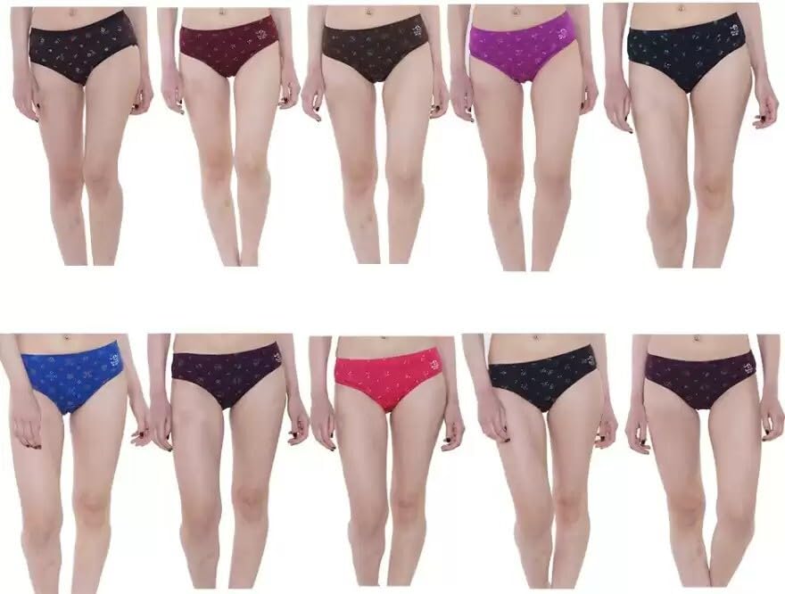 Women Comfortable Pure Cotton Panties (_Printed-17-34 Pack of 10) Multicolour-image-18