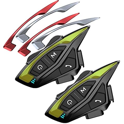 QSPORTPEAK Motorcycle Helmet Bluetooth Intercom Headset Communication Systems Kit, Shark08 Full Duplex 8 Riders Group Helmet Intercom/FM Radio/Voice Prompt/MP3/GPS/Range 1500m/IP67 Waterproof Cover