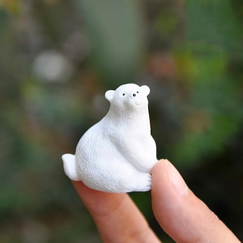 Miniatura 5 de Mini figuras de oso polar, 10 piezas de mini figuras de animales, bonitos adornos de escritorio de resina, accesorios para manualidades, terrario,