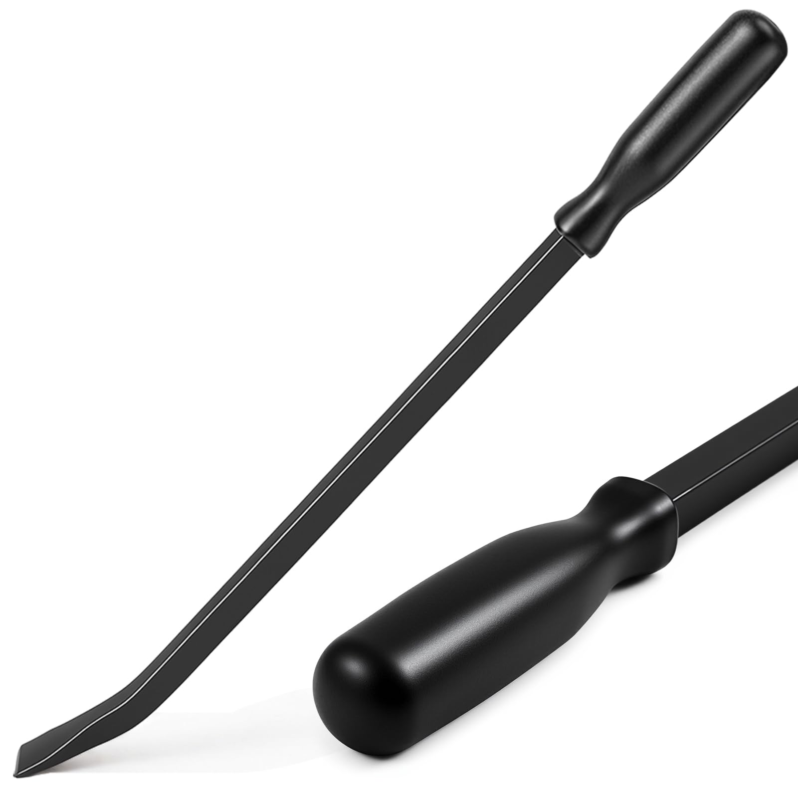 17 Inch Non-metal Striking Cap Pry Bar Long Heavy Duty Pry Bar with Mechanic's Handle for Positioning Aligning Prying Iron Worker Tools (Black)