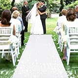 PartyDelight Wedding Aisle Runner Sequin White 2FTx15FT Carpet Runner Sparkly Rug for Indoor Outdoor Weddings Engagement Ceremony Decoration