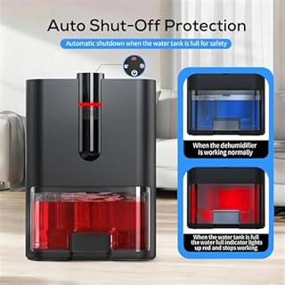 Déshumidificateur Électrique, 2500ML Deshumidificateur d Air Anti Moisissure, Absorbeur D'humidité Silencieux avec Tuyau de Vidange, Arrêt Automatique, Mode Veille, Dehumidifier pour la Maison