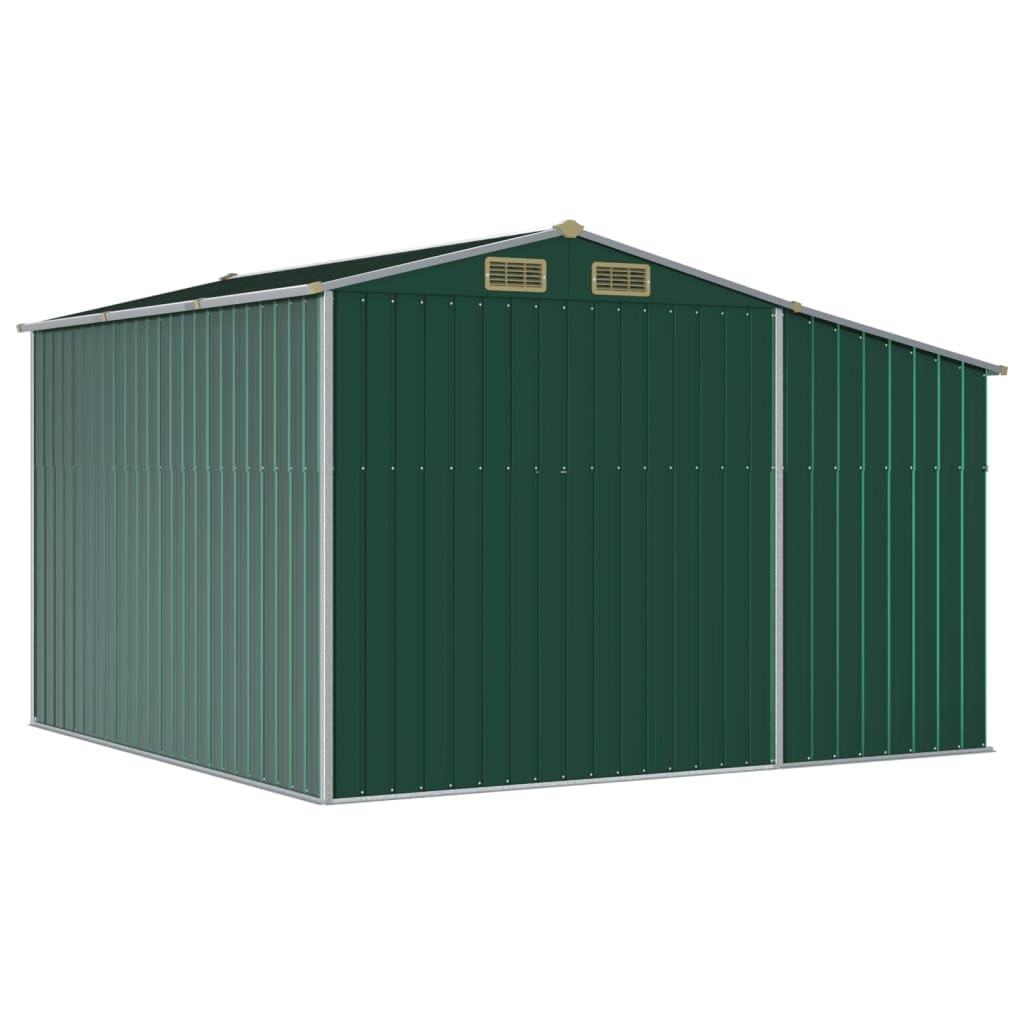 Gerätehaus 277x279x179 cm Gartenhaus aus verzinktem Stahl für Werkzeuge und Brennholz, Metall-Gartenschuppen mit Belüftungsöffnungen, Grün