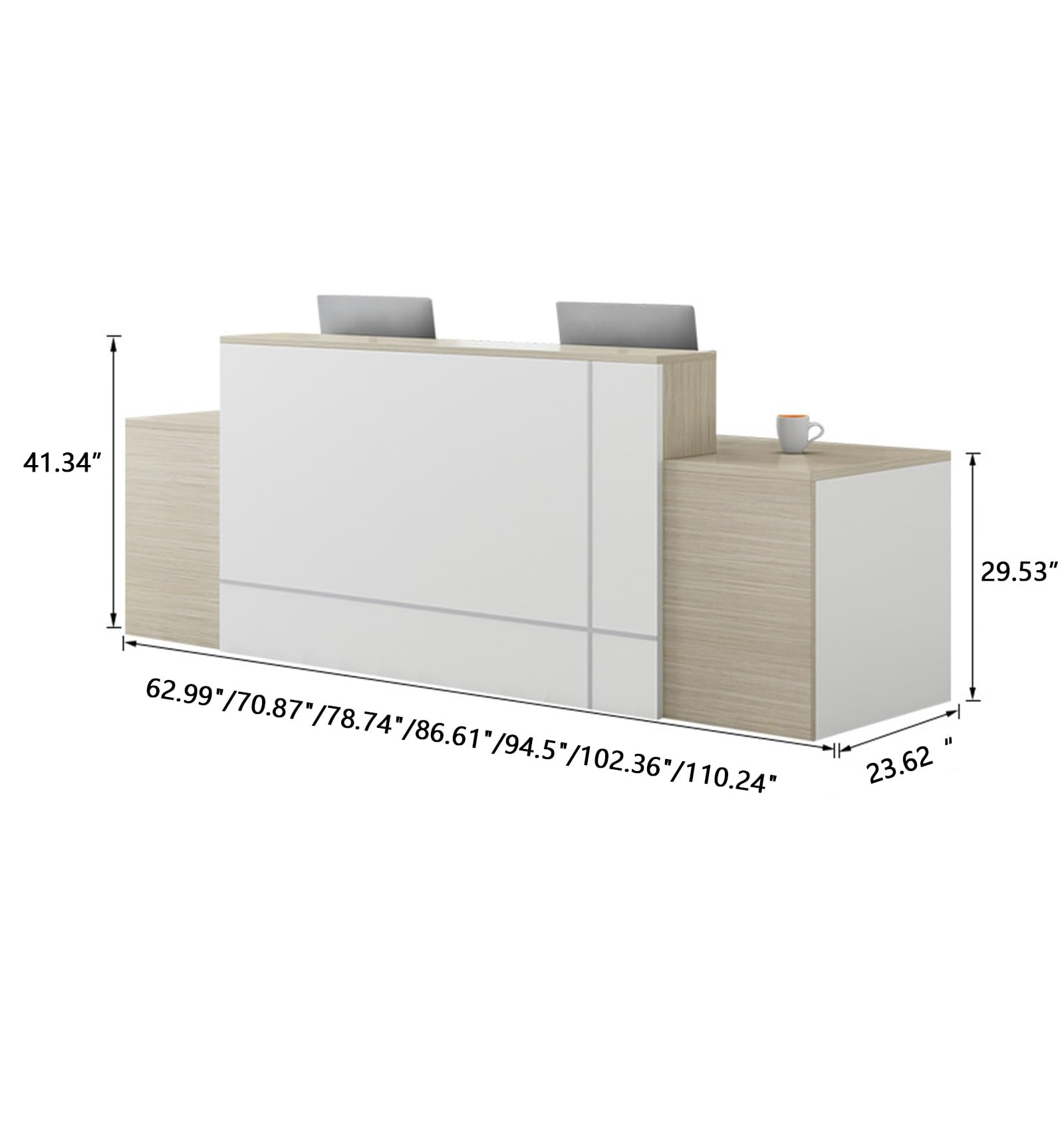 Empfangstresen aus Holz für Büros – Moderner, minimalistischer Premium-Multifunktionaler Tresen für Kassen und Büros (ohne Stühle)
