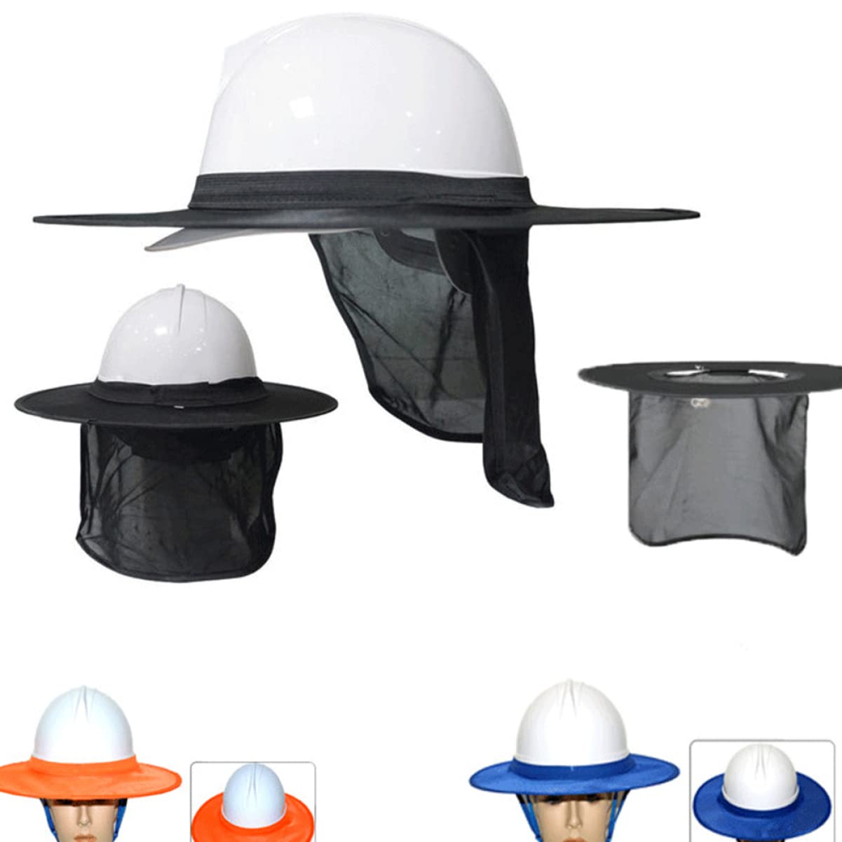 Lurrose Sonnenhut Sommer Helmvisier und Nackenschutz Konstruktion Strand Sichtweite im Freien Halsschutz für Schutzhelme Sonnenschutzvisiere Schutzhelm-Krempenschutz Black