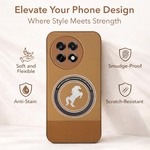 Image of Jkobi PU Leather Finish Back Cover Case for OnePlus 13R (Professional Minimalist Texture | MagSafe Compatile | Camera Protection | Sleek Sober Formal)