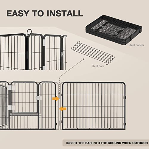Tavata Heavy Duty Metal Dog Plaype/Fence For Outdoor, 8/16 Panels 24"/32"/40" Height Rustproof With Doors For Large/Medium/Small Dogs For Yard,Camping #TOP3