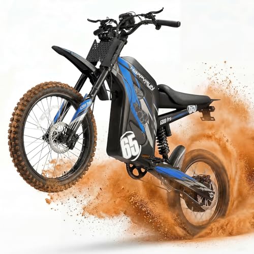 Image of HAPPYRUN G300 Pro Electric Dirt Bike for Adults, 72V 30Ah Battery, 6500W Motor, 50 MPH Speed, 70 Mile Range, 350 Lbs Load Capacity, Hydraulic Brakes