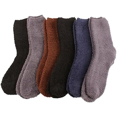SK Hat shop Cozy 6 Pairs Winter Fuzzy Warm Thick Ski Snow Boot Socks, Dark Colors, Size 9.0 Cover
