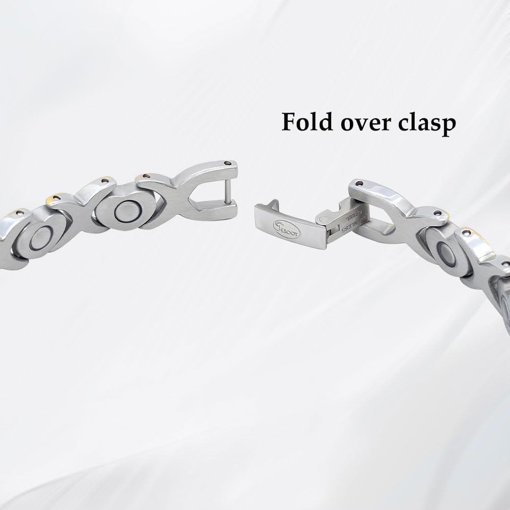 JEROOT Pulsera magnética para mujer, terapia magnética, alivio del dolor, hinchazón, salud, con herramienta de ajuste (3500 gauss) (V)