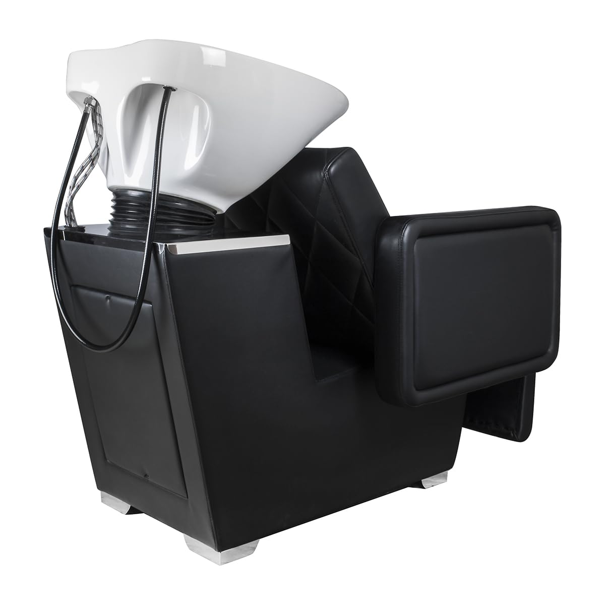 ID Italian Design – Professioneller Friseur Waschplatz – Gepolsterter ergonomischer Sitz, verstellbares Keramikwaschbecken und stabile Konstruktion – Schwarz