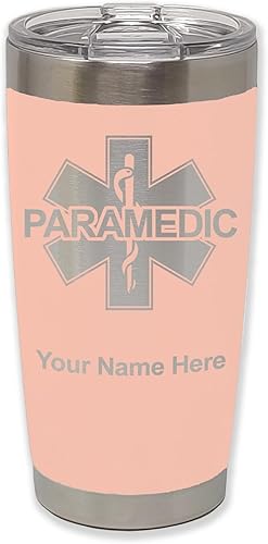 LaserGram 20oz Vacuum Insulated Tumbler Mug, Paramedic, Personalized Engraving Included (Coral)