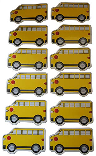 Imanes refrigerador autobús escolar amarillo set 12 piezas miniatura 1