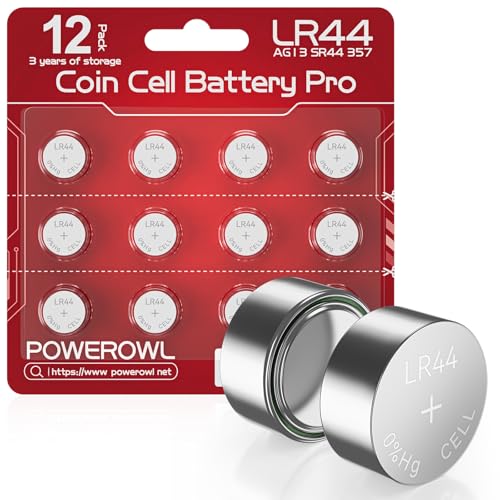 POWEROWL LR44 Knopfzelle Batterien hohe Kapazität AG13 357 303 SR44 L1154F A76 Premium Alkalibatterie 1 5 V Knopfzellenbatterien - 12 Stück Rot