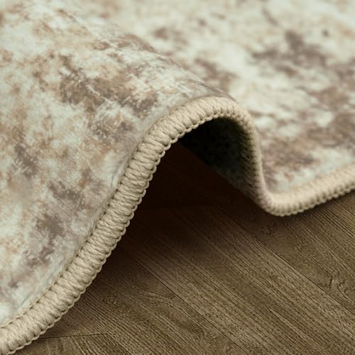 Area Rugs 6x9 Living Room: Large Soft Washable Rug Modern Abstract Anti-Skid Non-Shedding Carpet Indoor Floor Thin Carpets for Bedroom Dining Room Farmhouse Nursery Home Office Beige Grey