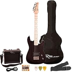 Rise by Sawtooth ST-RISE-ST-3/4-BLK-KIT-1 Guitare électrique Noir - Les Beatles, Paul McCartney, John Lennon, RIngo Starr, George Harrison