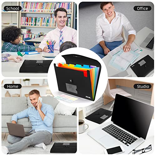 Accordian File Organizer 7 Pocket Expanding File Folder With Labels, Plastic Expandable File Folder For Documents Letter Size A4 Papers - Black #TOP6