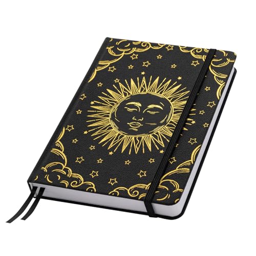 Dot Grid Journal with 160GSM Thick Paper, 192 Pages, A5 Dotted Notebook for Work, School, Travel | 180° Lay Flat, Foil Stamped Cover, Elastic Band, 2 Bookmarks & Inner Pocket (Black)