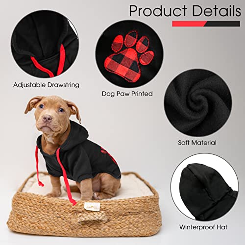 Image of SAWMONG Dog Hoodie,Flannel Pet Hooded Sweater with Hat Puppy Pullover Sweater Shirt,Dog (Black,S)