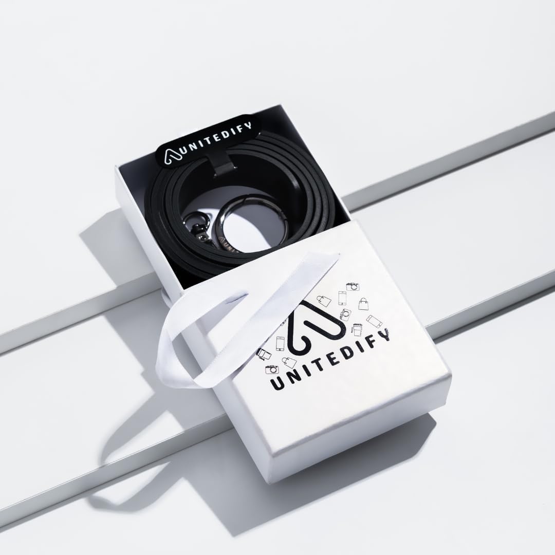 Black Strap Decorative Multifunction for hold Phone, Badge, Inhaler, Keys - compatible with all phone case integral and shoe charms - length 49inch - Gift Box