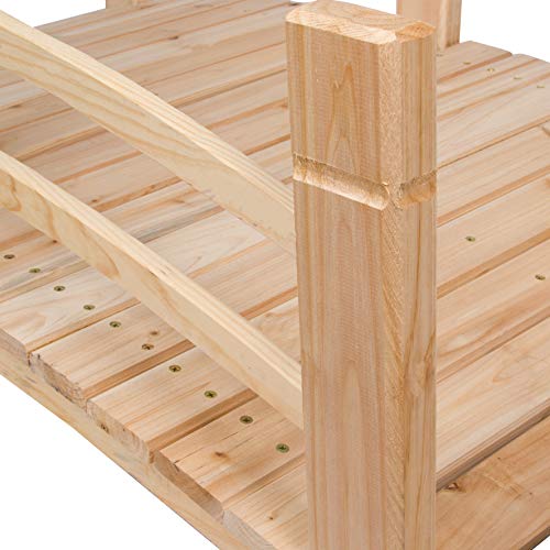 Shine Company 4980N 4 Ft. Cedar Wood Garden Bridge with Side Rails