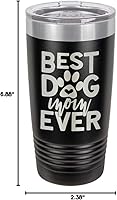 Vista 10 de Best Dog Mom Ever Black Vaso de bebida de 20 oz con pajita Taza de viaje grabada con láser con citas divertidas Comparar con Yeti Rambler Idea