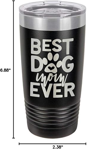 Miniatura 10 de Best Dog Mom Ever Black Vaso de bebida de 20 oz con pajita  Taza de viaje grabada con láser con citas divertidas  Comparar con Yeti Rambler  Idea de