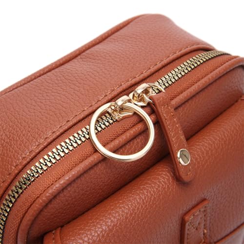 2025 Upgrade Vintage Double Layer Large Capacity Mini Messenger Bag,Vintage Double Mini Leather Small Bag for Women Men(Black)2